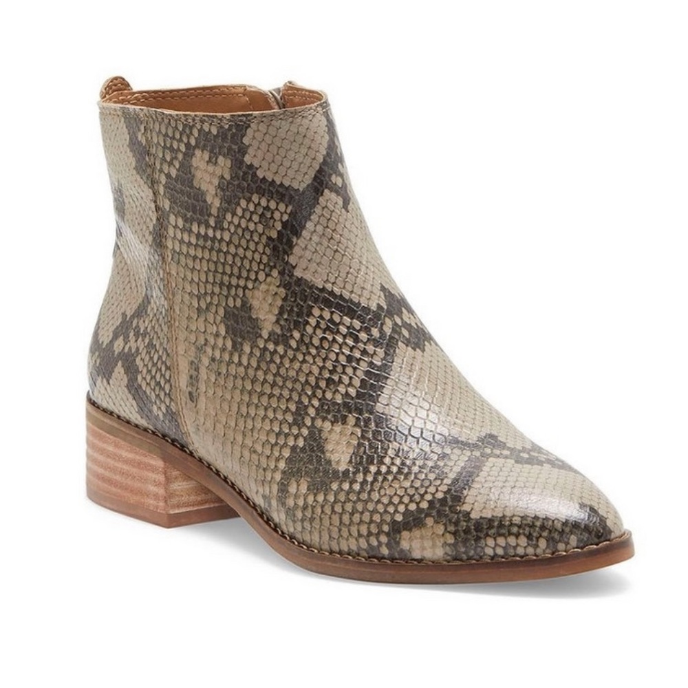 Lucky Brand EUC Snakeskin Leather Ankle Booties - Picture 1 of 6